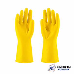 Guantes de Jebe Amarillo Sin Palma Corrugada